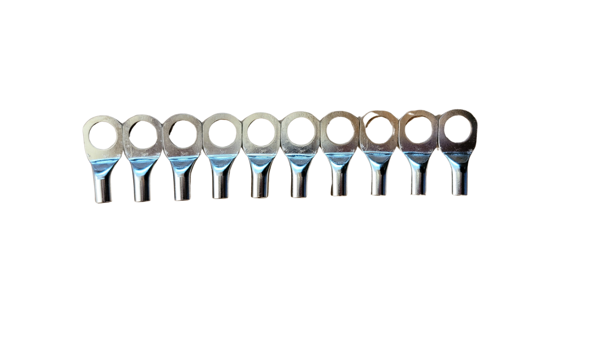 DC Audio 8AWG-10mm Holes Tinned Copper Ring Terminals w/ Heat Shrink Tubing - 10 Pack