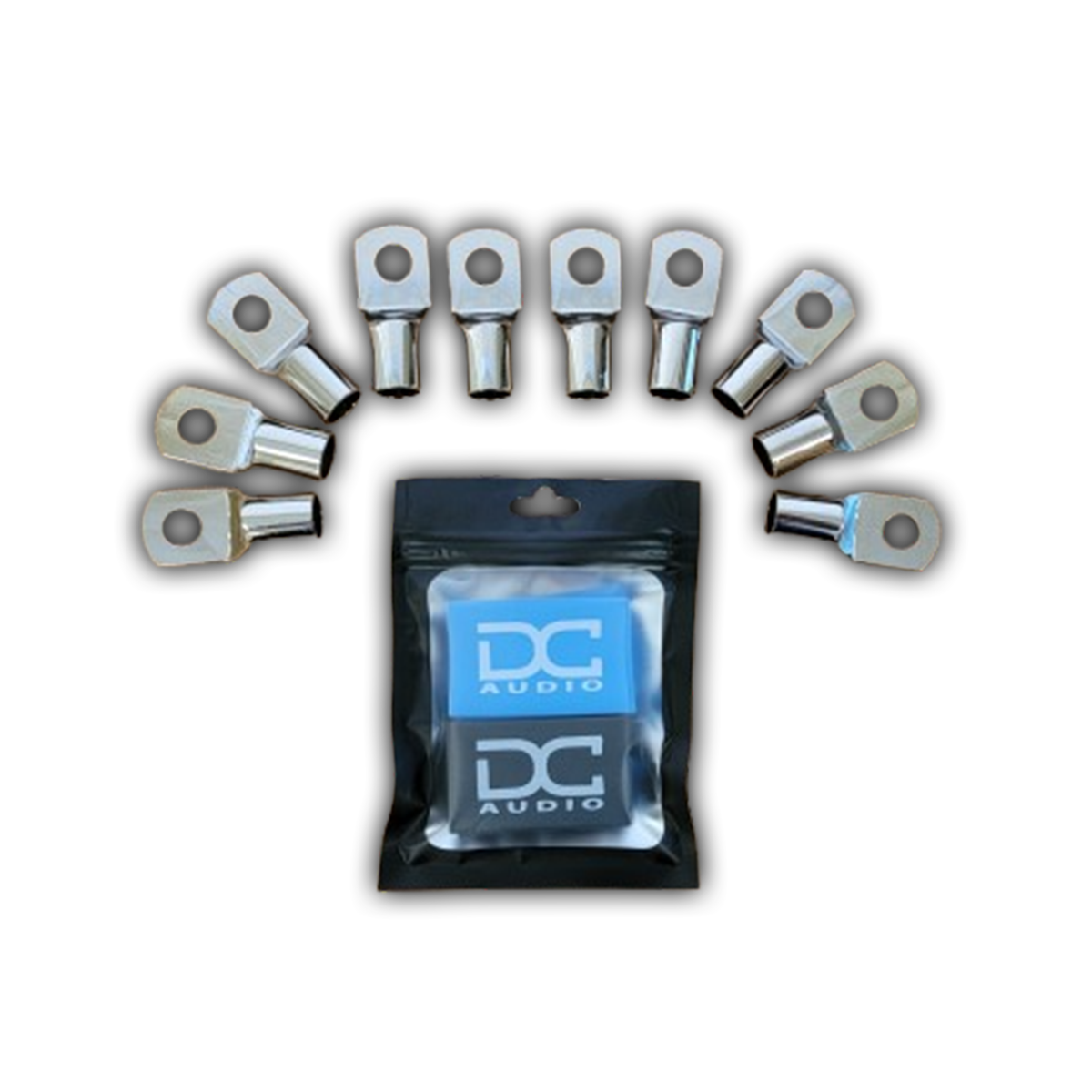 DC Audio 1/0 Gauge Tinned Copper Ring Terminals w/ Heat Shrink Tubing - 10 Pack