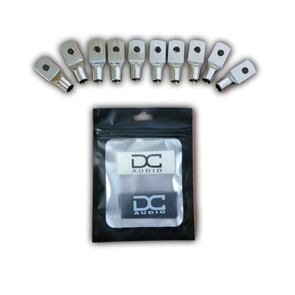 DC Audio 4AWG-6mm Holes Tinned Copper Ring Terminals w/ Heat Shrink Tubing - 10 Pack