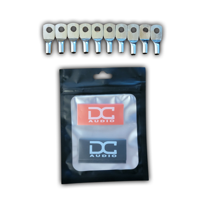 DC Audio 8AWG-6mm Holes Tinned Copper Ring Terminals w/ Heat Shrink Tubing - 10 Pack